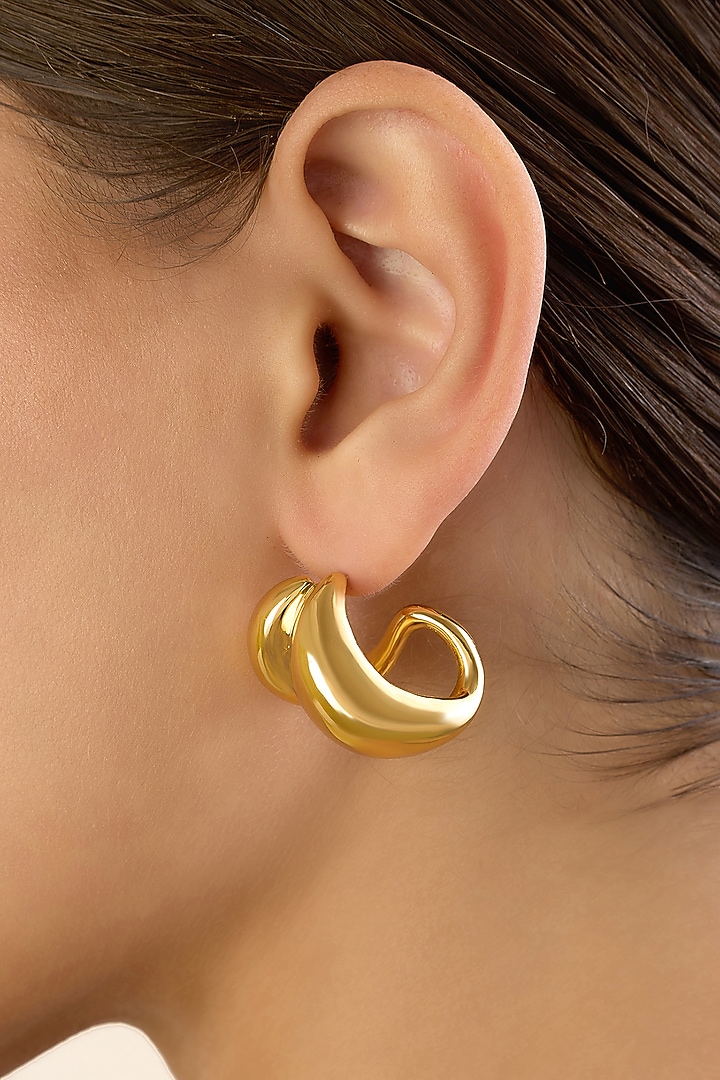 Gold Plated Synthetic Stone Hoop Earrings by Isharya at Pernia's Pop Up Shop