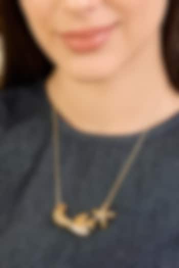 Gold Plated Synthetic Stone Charm Necklace by Isharya at Pernia's