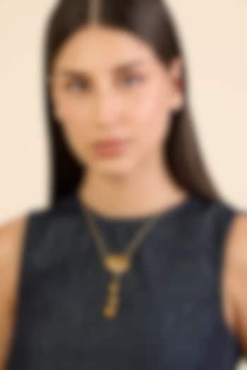 Gold Plated Synthetic Stone Hamsa Necklace by Isharya at Pernia's