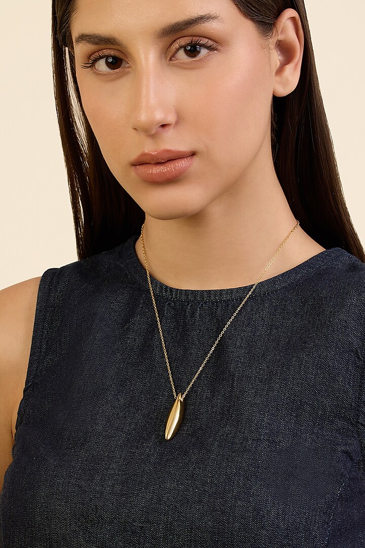 Gold Plated Synthetic Stone Drop Necklace by Isharya