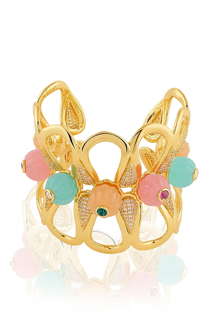 Gold Plated Multi-Colored Crystal & Zirconia Cuff by Isharya at Pernia's Pop Up Shop
