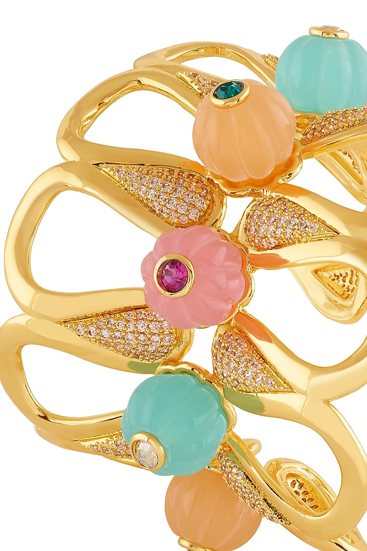 Gold Plated Multi-Colored Crystal & Zirconia Cuff by Isharya at Pernia's Pop Up Shop