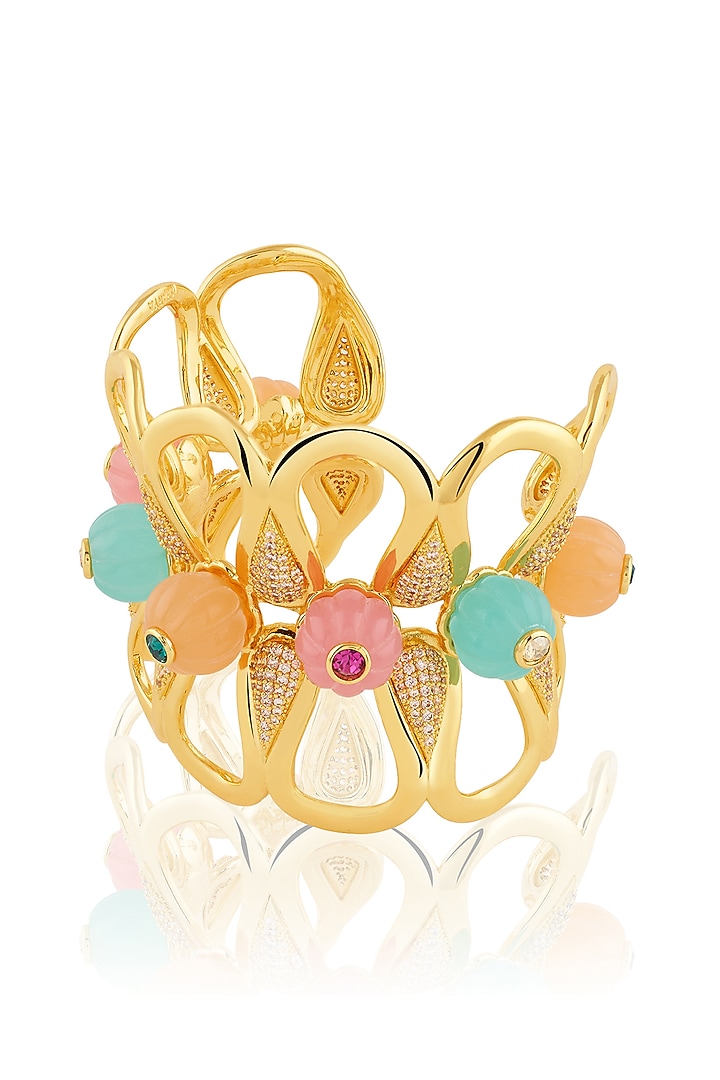 Gold Plated Multi-Colored Crystal & Zirconia Cuff by Isharya at Pernia's Pop Up Shop