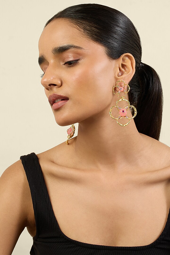 Gold Plated Crystal & Zircon Dangler Earrings by Isharya at Pernia's Pop Up Shop