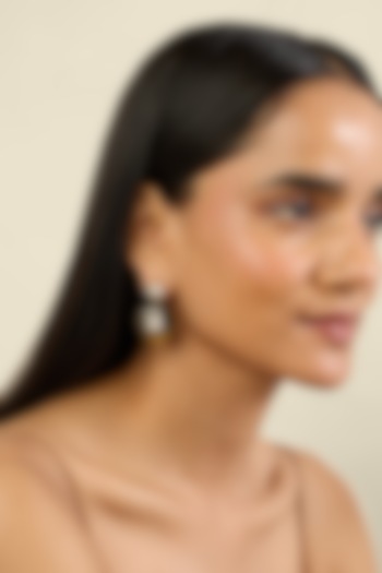 Gold Plated Black Crystal & Zircon Dangler Earrings by Isharya at Pernia's Pop Up Shop