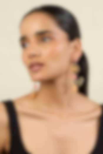 Gold Plated Pink Crystal & Zircon Dangler Earrings by Isharya at Pernia's Pop Up Shop