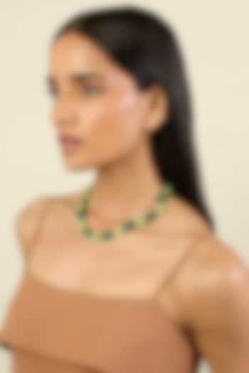 Gold Plated Crystal Zirconia & Green Doublet Stone Statement Necklace by Isharya at Pernia's Pop Up Shop