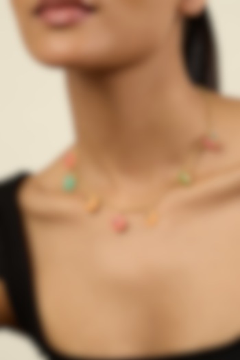 Gold Plated Crystal Zirconia & Multi-Colored Resin Charm Choker Necklace by Isharya at Pernia's Pop Up Shop