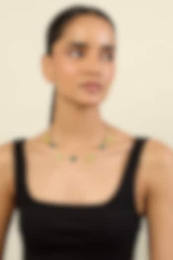 Gold Plated Crystal Zirconia & Green Doublet Stone Choker Necklace by Isharya at Pernia's Pop Up Shop