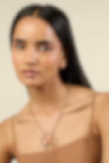 Gold Plated Crystal Zirconia & Pink Stone Pendant Necklace by Isharya at Pernia's Pop Up Shop