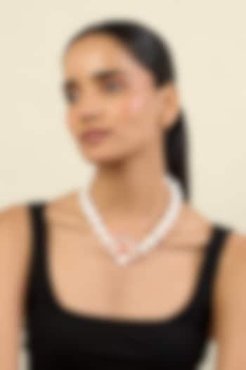 Gold Plated Crystal Zirconia & Pink Stone Floral Choker Necklace by Isharya at Pernia's Pop Up Shop