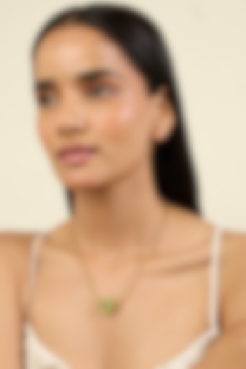 Gold Plated Crystal Zirconia & Green Stone Pendant Necklace by Isharya at Pernia's Pop Up Shop