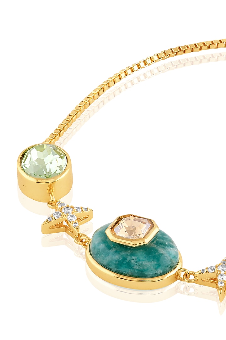 Gold Plated Amazonite & Crystal Bracelet by Isharya at Pernia's Pop Up Shop