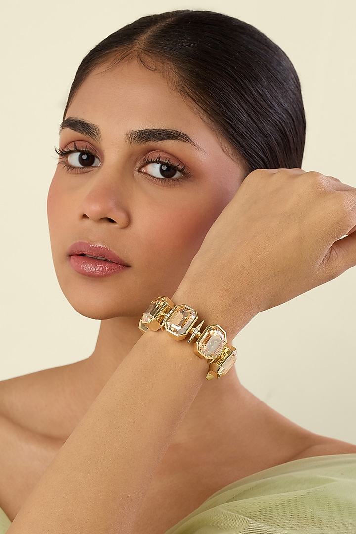 Gold Plated Yellow Crystal Statement Bracelet by Isharya at Pernia's Pop Up Shop