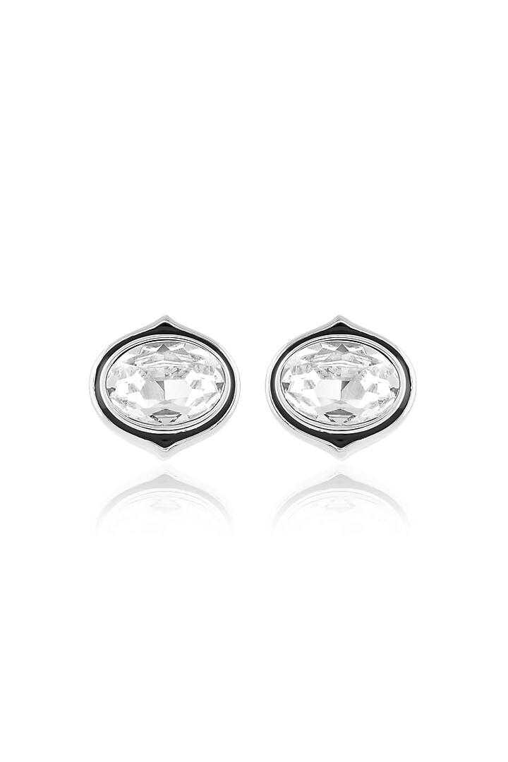 Gold Plated White Crystal Stud Earrings by Isharya at Pernia's Pop Up Shop