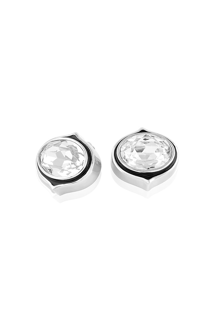 Gold Plated White Crystal Stud Earrings by Isharya at Pernia's Pop Up Shop