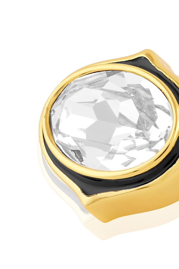 Gold Plated White Crystal Stud Earrings by Isharya at Pernia's Pop Up Shop