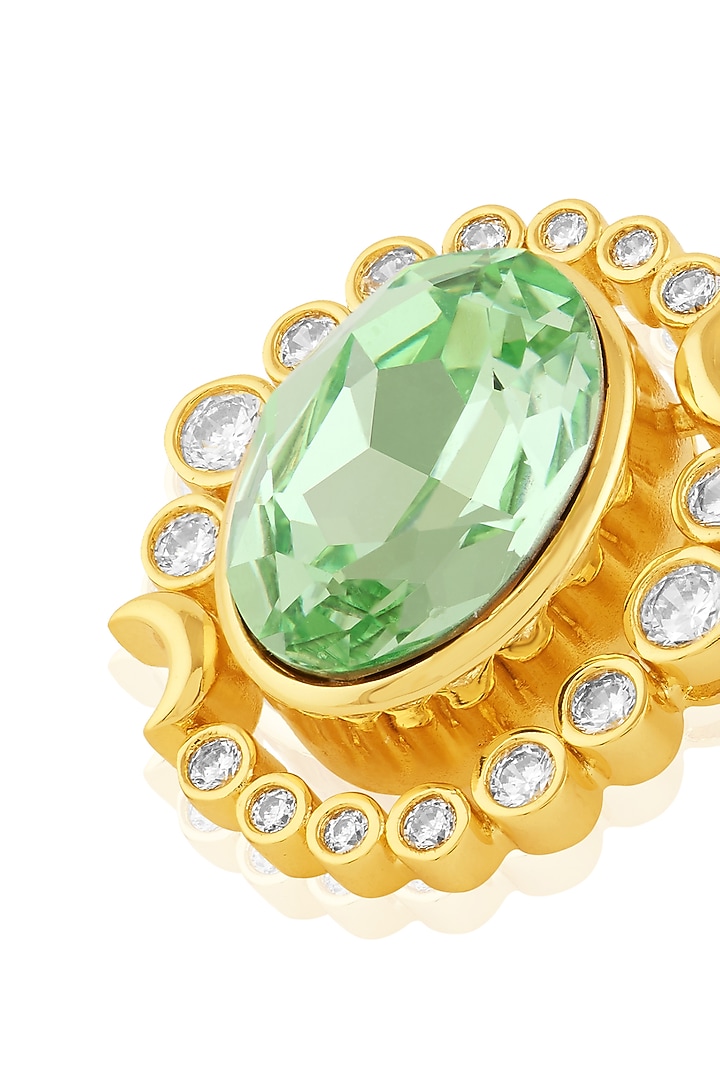 Gold Plated Green Crystal Stud Earrings by Isharya at Pernia's Pop Up Shop