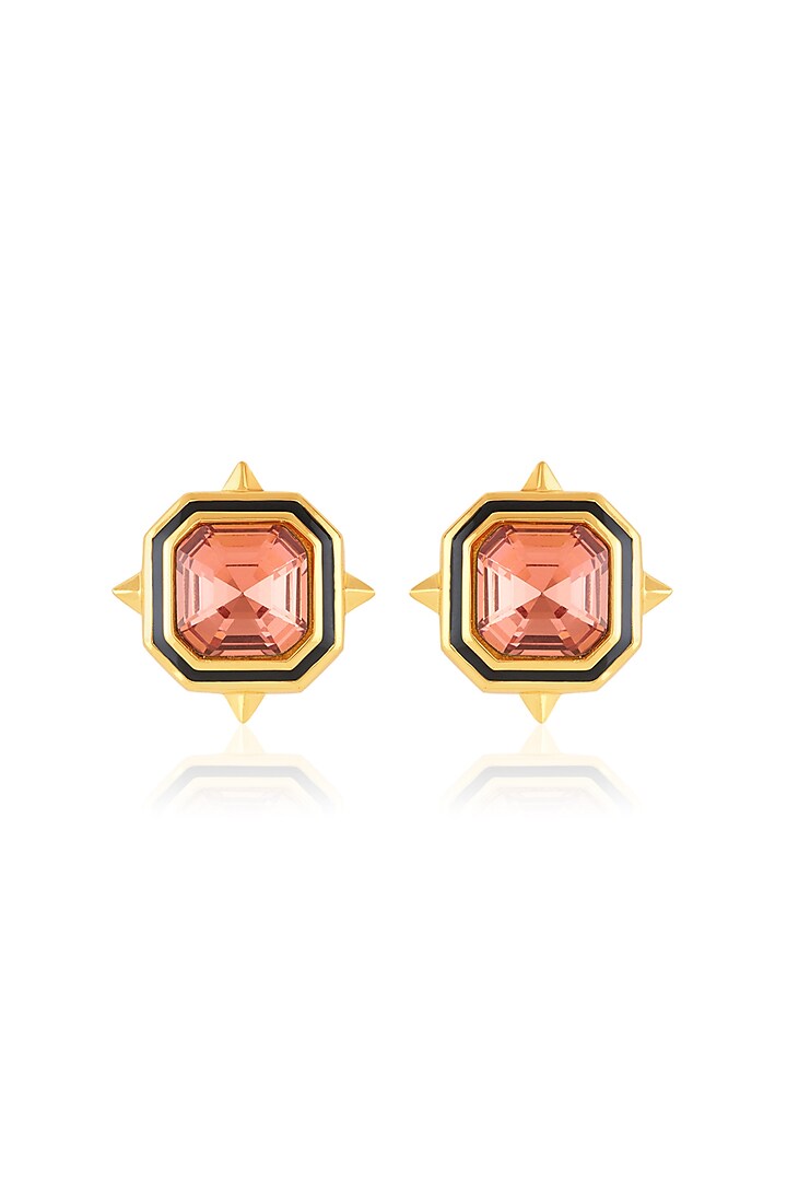 Gold Plated Red Crystal Stud Earrings by Isharya at Pernia's Pop Up Shop