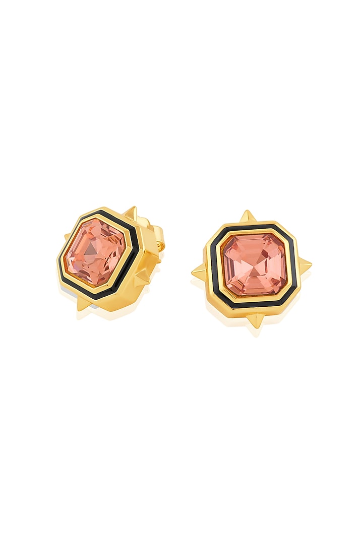 Gold Plated Red Crystal Stud Earrings by Isharya at Pernia's Pop Up Shop