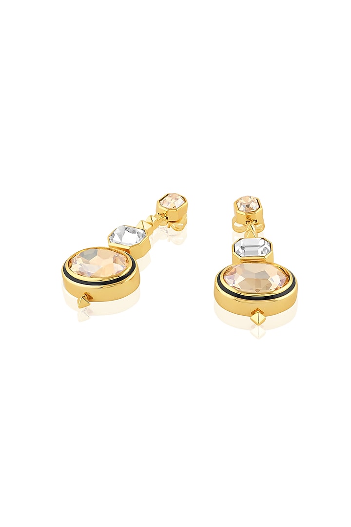 Gold Plated Yellow Crystal Dangler Earrings by Isharya at Pernia's Pop Up Shop