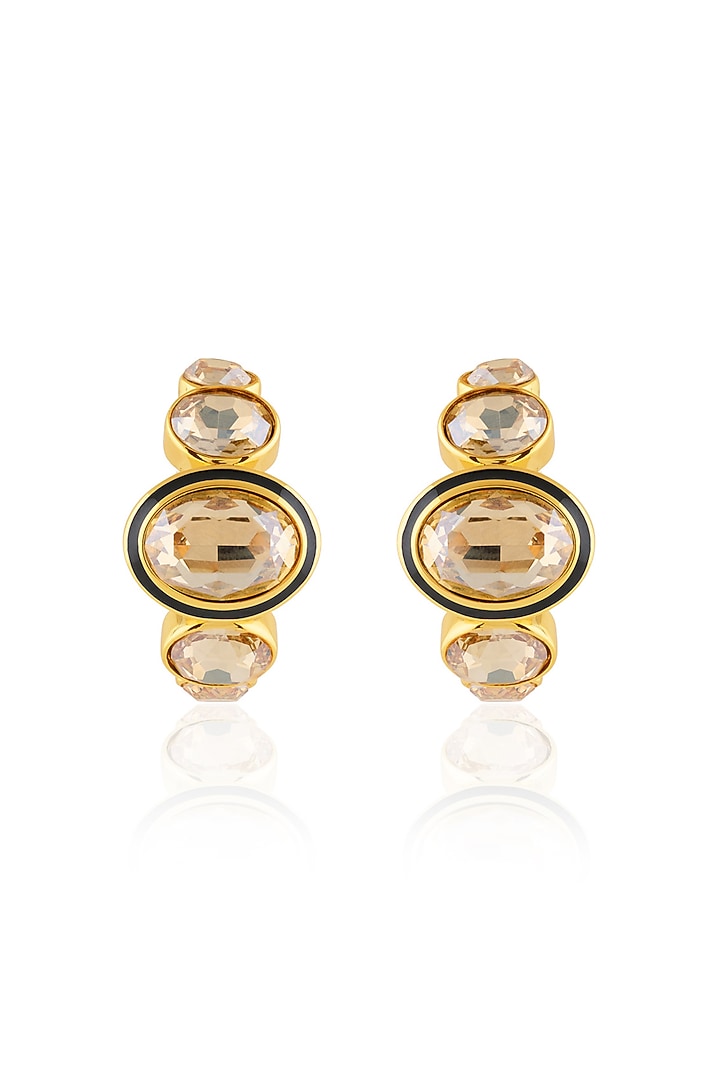 Gold Plated Yellow Crystal Hoop Earrings by Isharya at Pernia's Pop Up Shop