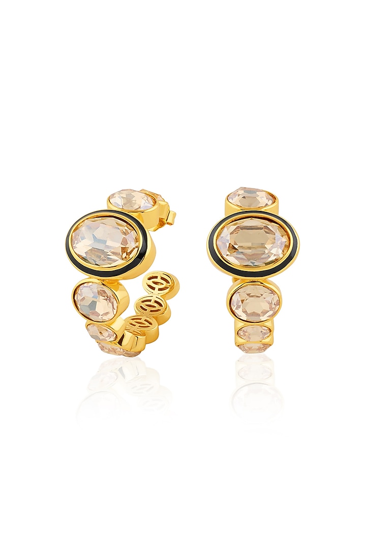 Gold Plated Yellow Crystal Hoop Earrings by Isharya at Pernia's Pop Up Shop