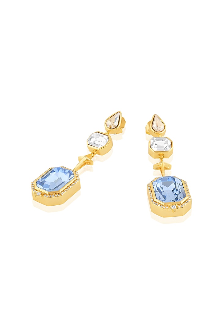 Gold Plated Multi-Colored Crystal Dangler Earrings by Isharya at Pernia's Pop Up Shop