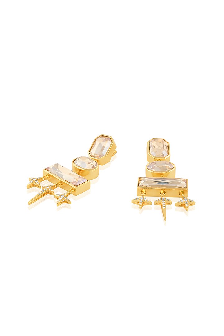Gold Plated Yellow Crystal Dangler Earrings by Isharya at Pernia's Pop Up Shop