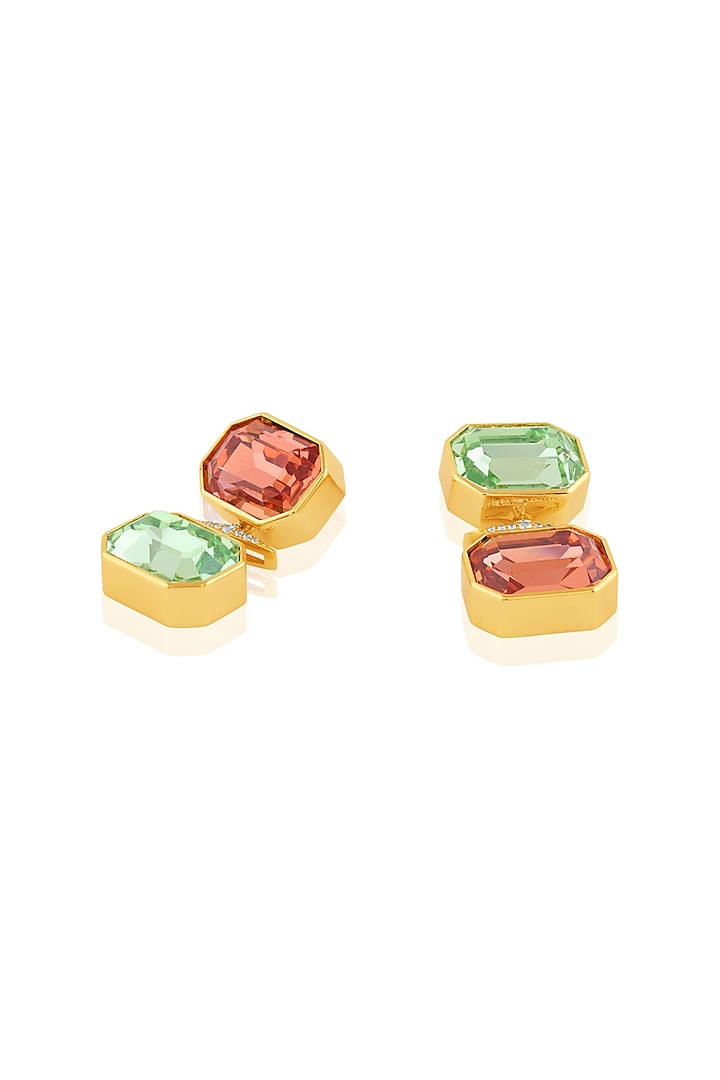 Gold Plated Multi-Colored Crystal Dangler Earrings by Isharya at Pernia's Pop Up Shop