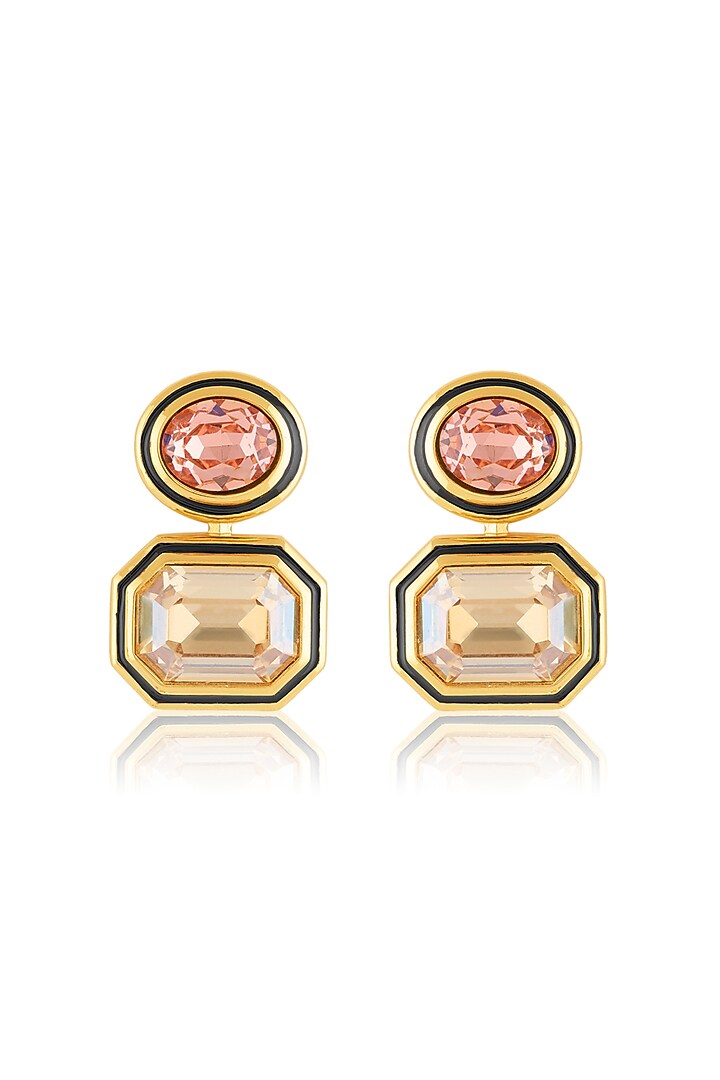 Gold Plated Multi-Colored Crystal Dangler Earrings by Isharya at Pernia's Pop Up Shop