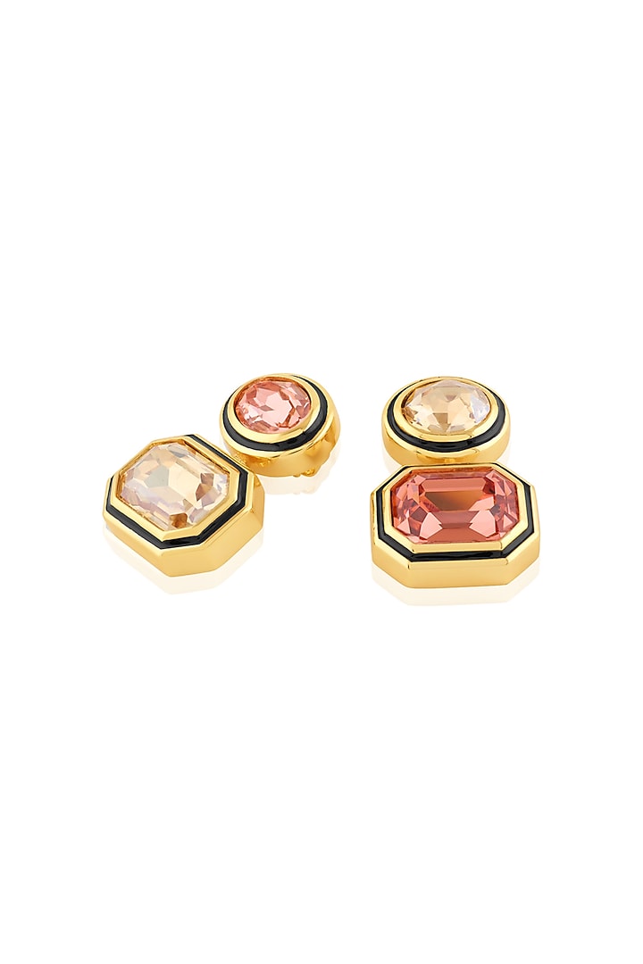 Gold Plated Multi-Colored Crystal Dangler Earrings by Isharya at Pernia's Pop Up Shop