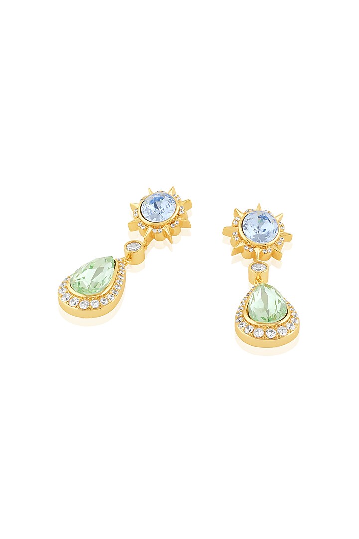 Gold Plated Multi-Colored Crystal Dangler Earrings by Isharya at Pernia's Pop Up Shop
