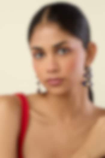 Gold Plated Blue Crystal Dangler Earrings by Isharya at Pernia's Pop Up Shop