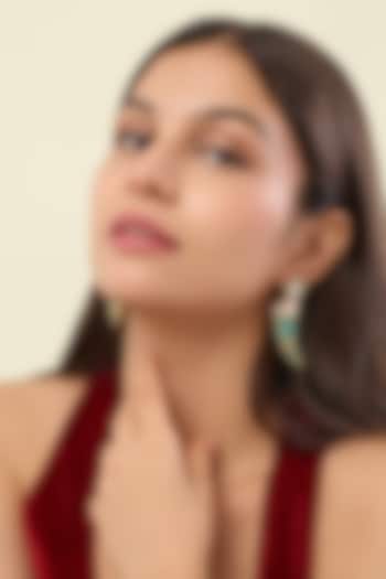 Gold Plated Amazonite Crystal Dangler Earrings by Isharya at Pernia's Pop Up Shop