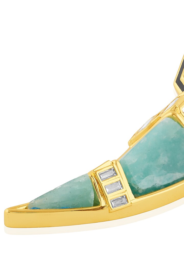 Gold Plated Amazonite Crystal Dangler Earrings by Isharya at Pernia's Pop Up Shop
