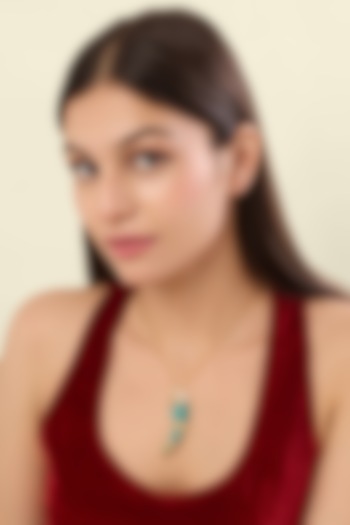 Gold Plated Amazonite & Crystal Pendant Necklace by Isharya at Pernia's Pop Up Shop