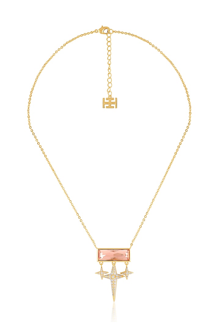 Gold Plated Red Crystal Pendant Necklace by Isharya at Pernia's Pop Up Shop