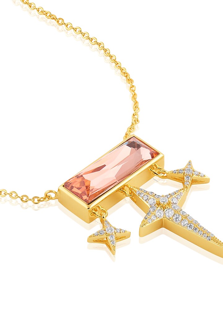 Gold Plated Red Crystal Pendant Necklace by Isharya at Pernia's Pop Up Shop