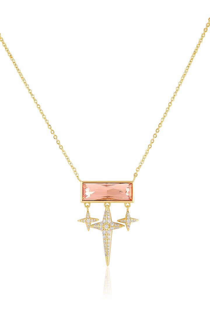 Gold Plated Red Crystal Pendant Necklace by Isharya at Pernia's Pop Up Shop
