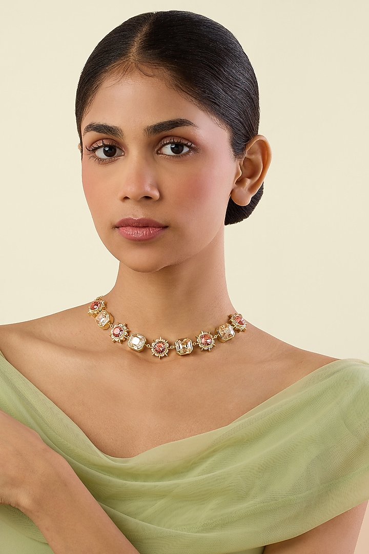 Gold Plated Yellow Crystal Necklace by Isharya at Pernia's Pop Up Shop