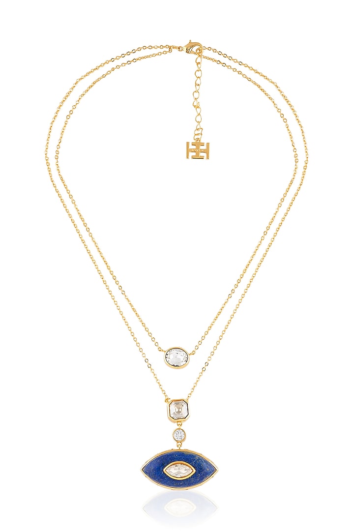 Gold Plated Crystal & Lapis Lazuli Necklace by Isharya at Pernia's Pop Up Shop