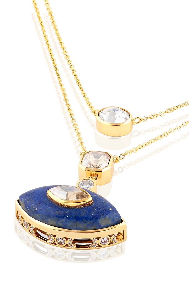 Gold Plated Crystal & Lapis Lazuli Necklace by Isharya at Pernia's Pop Up Shop