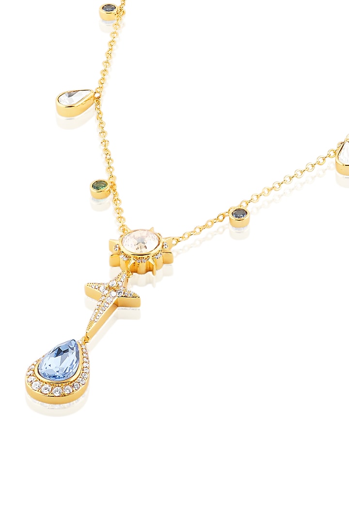 Gold Plated Multi-Colored Crystal Y Necklace by Isharya at Pernia's Pop Up Shop