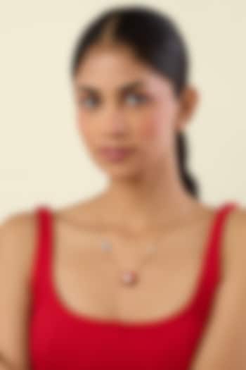 Gold Plated Crystal & Coral Stone Pendant Necklace by Isharya at Pernia's Pop Up Shop