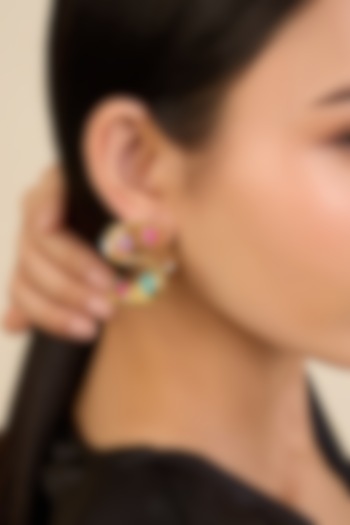 Gold Plated Pink Tourmaline & Amethyst Hoop Earrings by Isharya at Pernia's Pop Up Shop