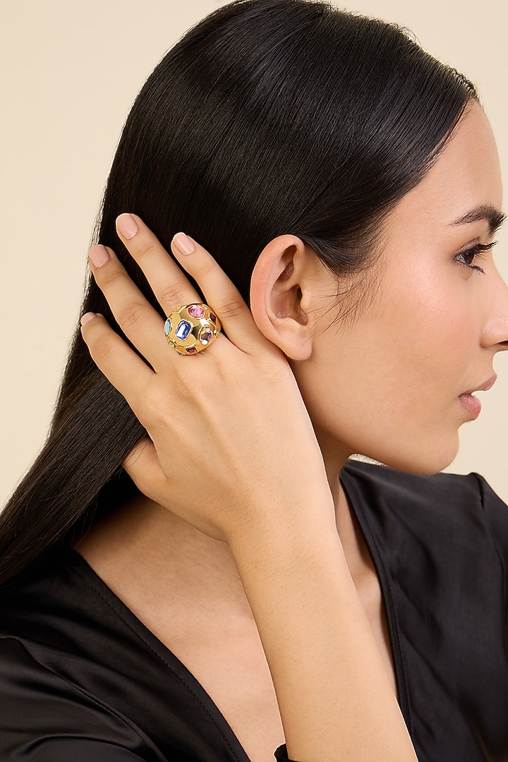 Gold Plated Crystal Ring by Isharya at Pernia's Pop Up Shop 2025