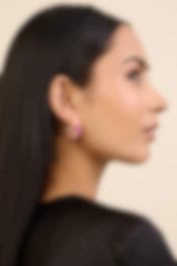 Gold Plated Pink Tourmaline Stone Hoop Earrings by Isharya at Pernia's Pop Up Shop