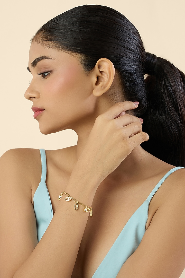 Gold Plated Synthetic Stone Bracelet by Isharya at Pernia's Pop Up Shop