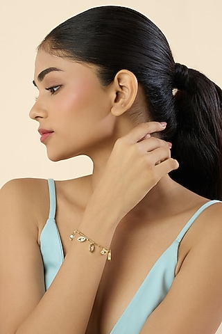 Gold Plated Synthetic Stone Bracelet by Isharya
